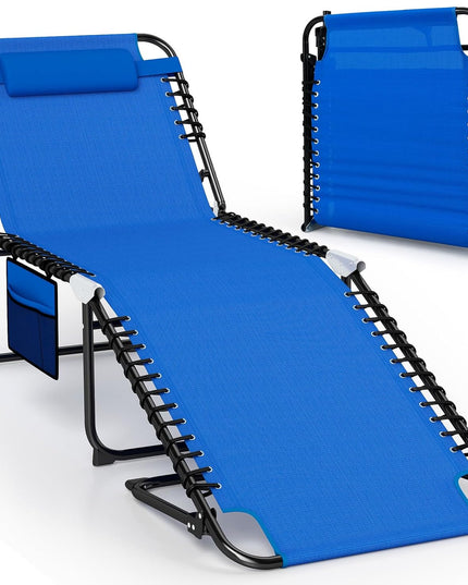 Giantex Folding Tanning Chair with 4 Adjustable Positions & Footrest Load 440 Lbs