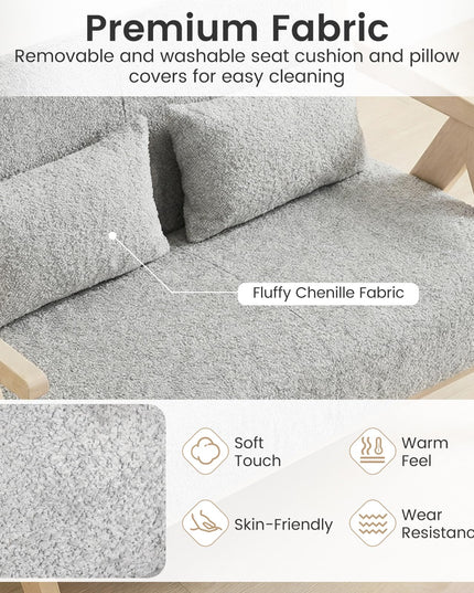 Giantex Loveseat Sofa for Small Spaces Soft Chenille Fabric Armchair with Throw Pillows