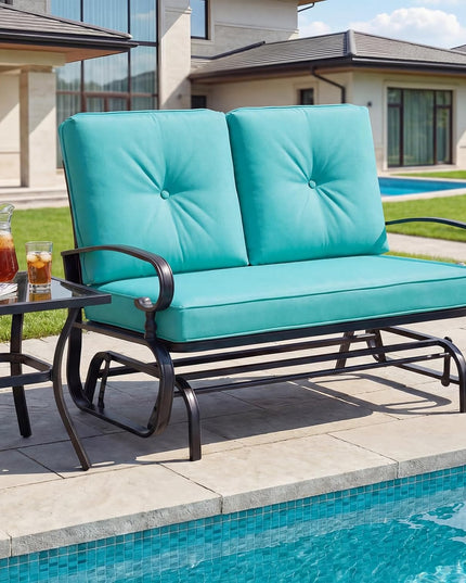 Giantex Outdoor Glider Bench, Patio 2 Person Loveseat with Removable Cushion