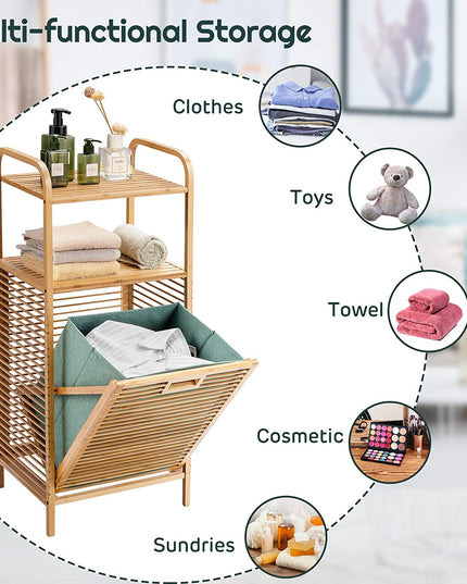 Bamboo Freestanding Clothes Basket - Giantexus