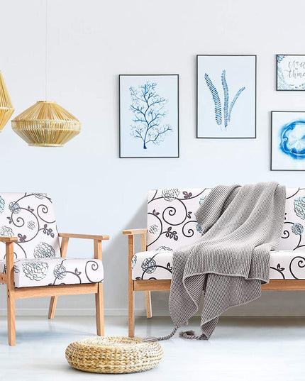 Mid-Century Wooden Loveseat Accent Chair Set - Giantexus