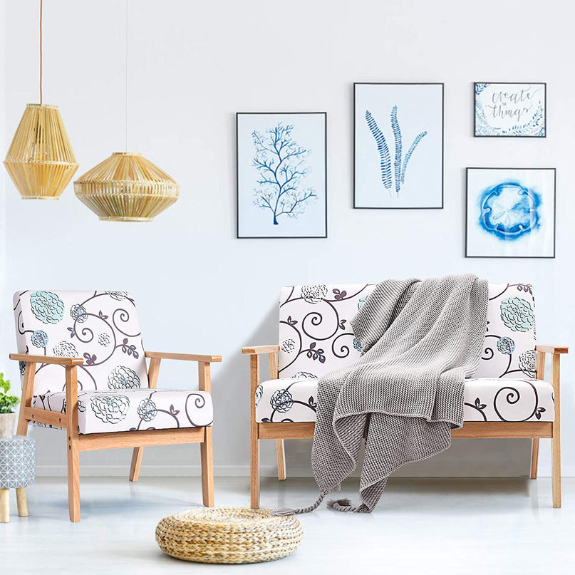 Mid-Century Wooden Loveseat Accent Chair Set - Giantexus
