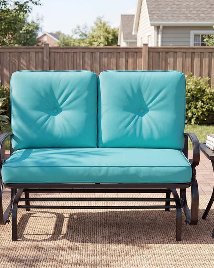 Giantex Outdoor Glider Bench, Patio 2 Person Loveseat with Removable Cushion