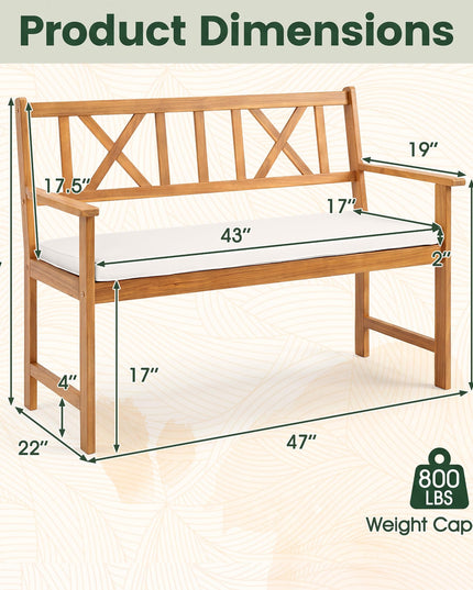 GIANTEX 2-Person Outdoor Acacia Wood Loveseat Bench