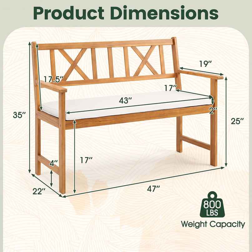 GIANTEX 2-Person Outdoor Acacia Wood Loveseat Bench