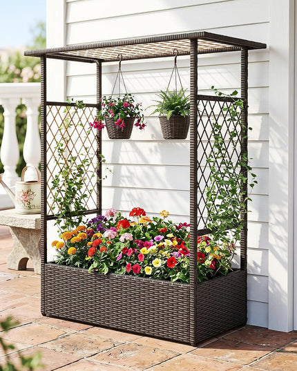 Giantex Raised Garden Bed with Trellis & Hanging Roof