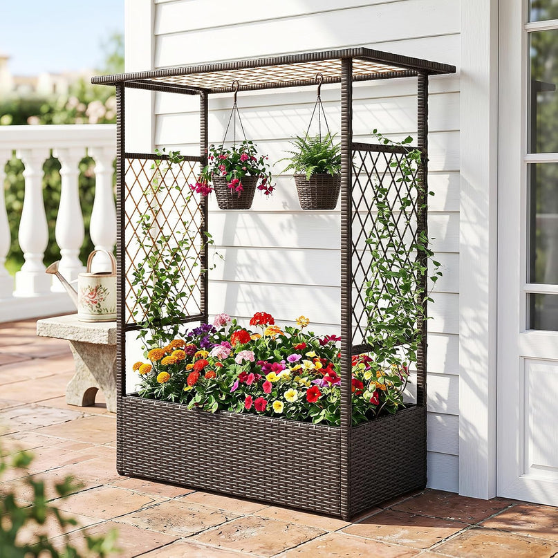 Giantex Raised Garden Bed with Trellis & Hanging Roof
