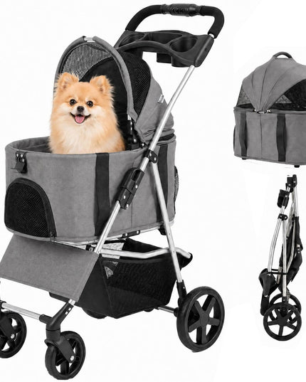 GIANTEX 3-in-1 Pet Stroller for Small Dogs & Cats with Detachable Carrier
