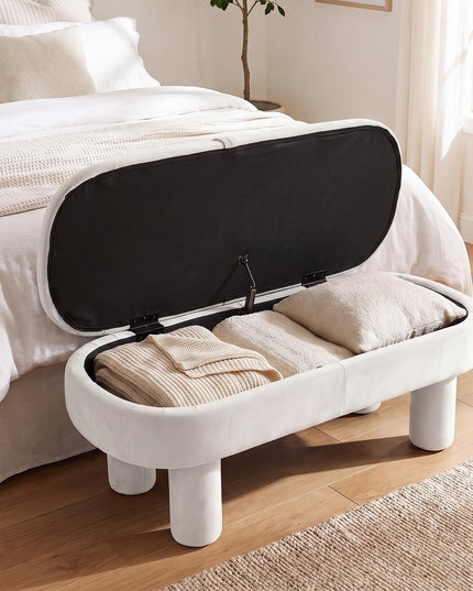 GIANTEX 41" Oval Ottoman with Storage and Upholstered Seat