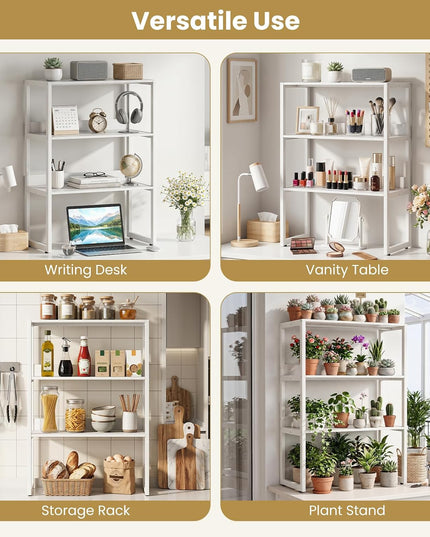 Giantex Desktop Bookshelf, 3-Tier Desk Hutch Dorm with Open Shelves