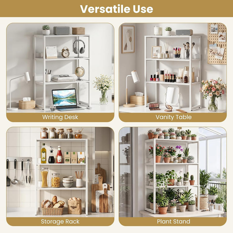 Giantex Desktop Bookshelf, 3-Tier Desk Hutch Dorm with Open Shelves