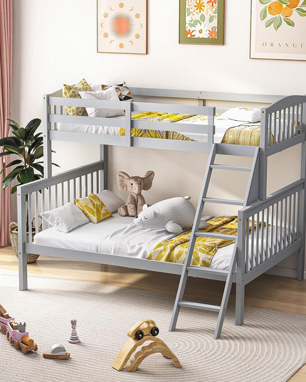Giantex Bunk Bed, Solid Wood Detachable Bed Frame with High Guardrails & Integrated Ladder