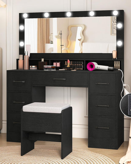 Coiffeuse avec miroir et lumières pour chambre à coucher