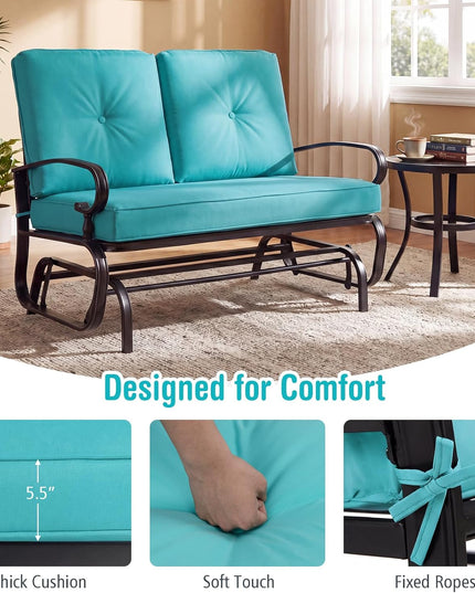 Giantex Outdoor Glider Bench, Patio 2 Person Loveseat with Removable Cushion