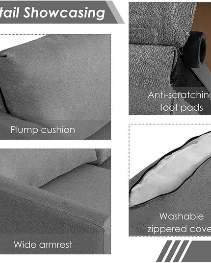 Convertible Sectional Sofa Couch, Modern L-Shaped Sectional Couch 3-Seat Sofa
