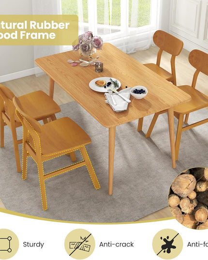 Giantex Wooden Dining Chairs Set of 2/4, Farmhouse Kitchen Chairs with Curved Backrest & Seat