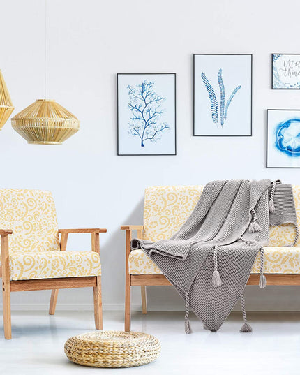 Mid-Century Wooden Loveseat Accent Chair Set - Giantexus