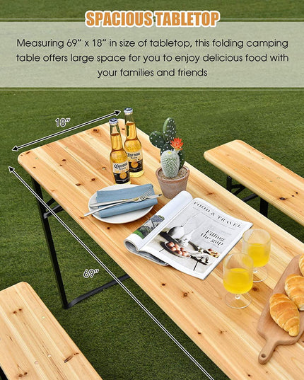 70" 3-Piece Portable Folding Picnic Beer Table