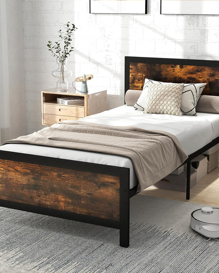Giantex Metal Platform Bed Frame with Wood Headboard and Footboard
