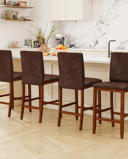 Giantex Bar Stools Set of 2/4 26" Upholstered Counter Height Bar Chairs