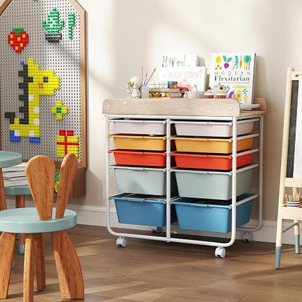 Giantex Rolling Storage Cart with 10 Drawers, Utility Cart