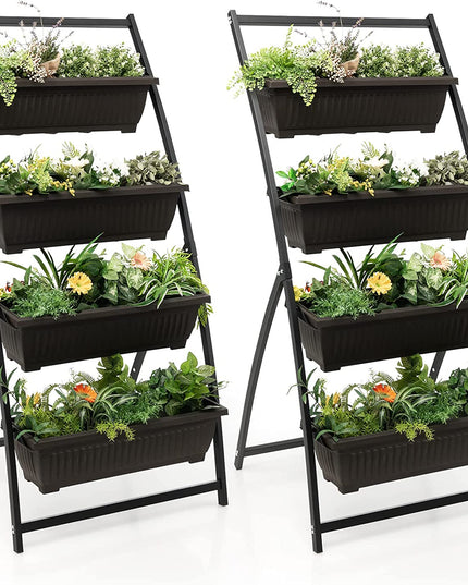Giantex 2 Pcs 4.1FT Vertical Raised Garden Bed, 4-Tier Elevated Planter Box