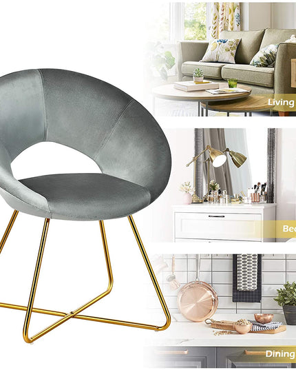 Modern Velvet Accent Chair, Comfy Cute Upholstered Vanity Desk Chair - Giantexus