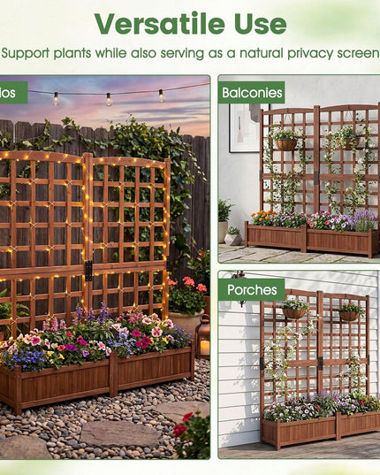 Giantex Wooden Raised Garden Bed with Trellis