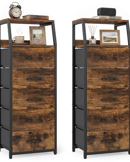 GIANTEX Tall Dresser with 4/5 Fabric Drawers & Metal Frame for Living Room (1/2)