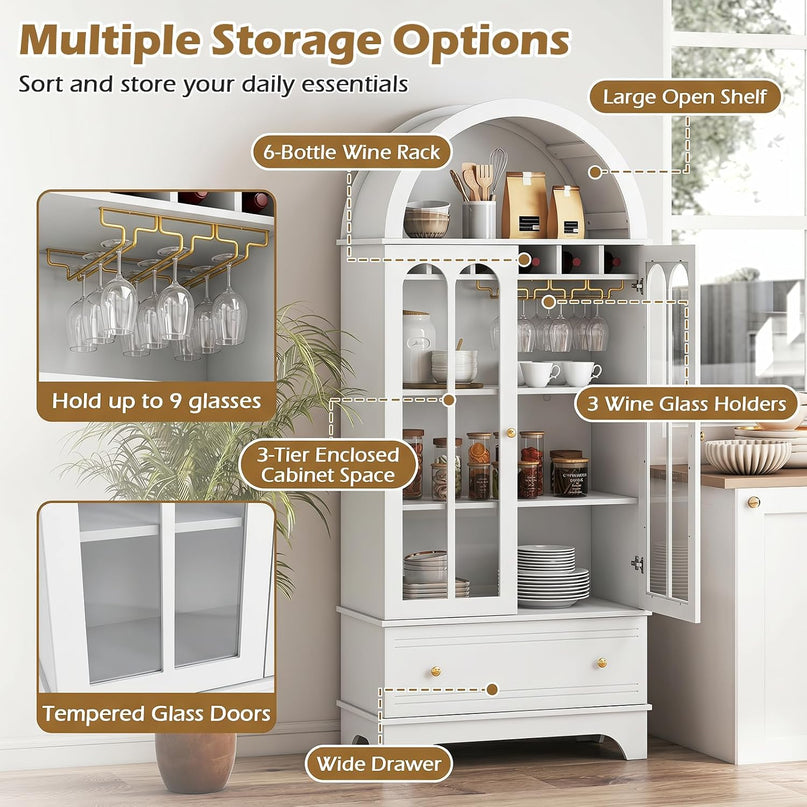 Giantex 71.5" Arched Cabinet, 5-Tier Wooden Pantry Cabinet
