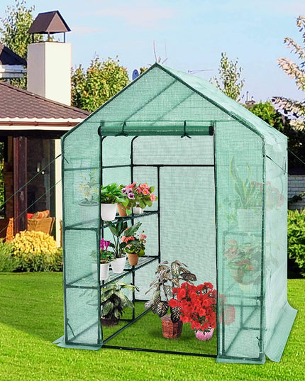 Walk-in Greenhouse, Gardening Plant Tent with Roll-Up Zippered Front Door
