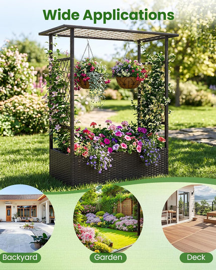 Giantex Raised Garden Bed with Trellis & Hanging Roof