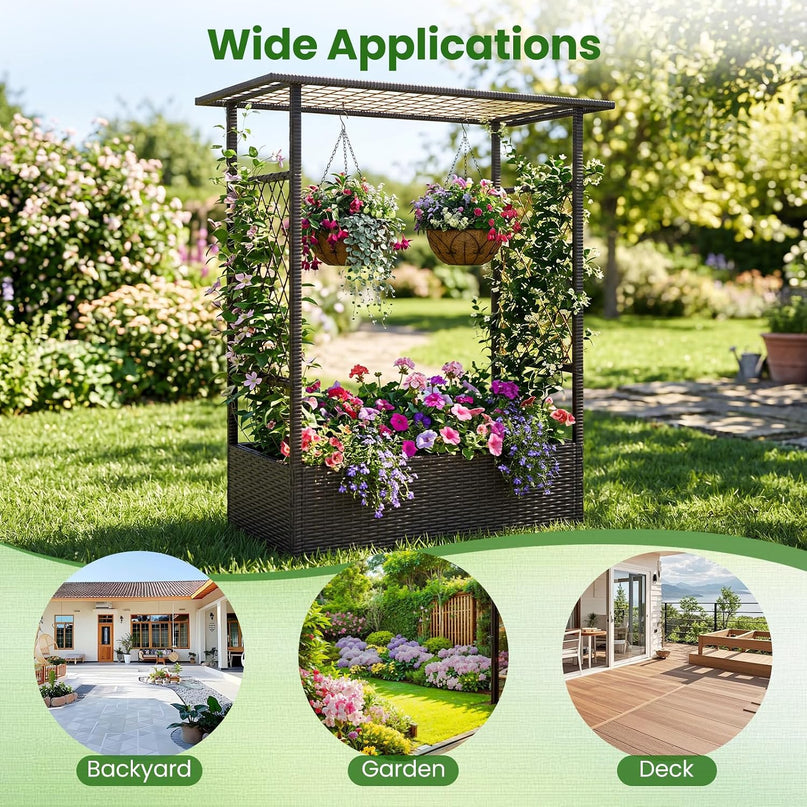 Giantex Raised Garden Bed with Trellis & Hanging Roof