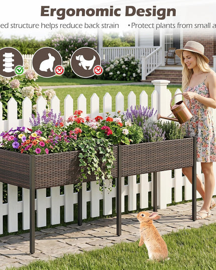 Giantex Raised Garden Bed with Legs, 6 x 2 FT Large Dual Elevated Planter Box with Removable Liner