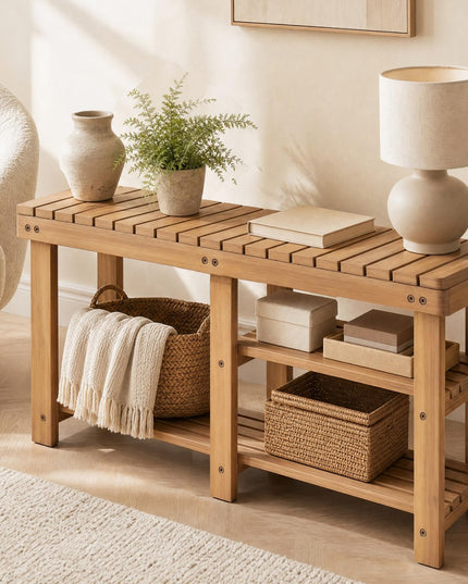 GIANTEX 3-Tier Wooden Shoe Rack Bench