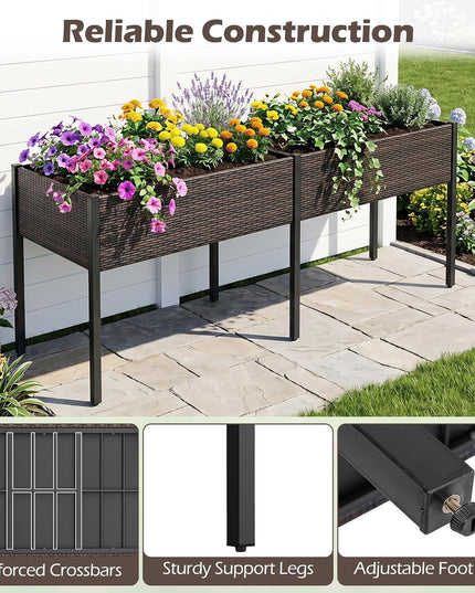 Giantex Raised Garden Bed with Legs, 6 x 2 FT Large Dual Elevated Planter Box with Removable Liner