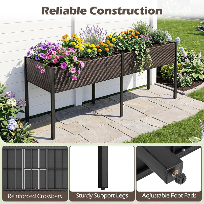 Giantex Raised Garden Bed with Legs, 6 x 2 FT Large Dual Elevated Planter Box with Removable Liner