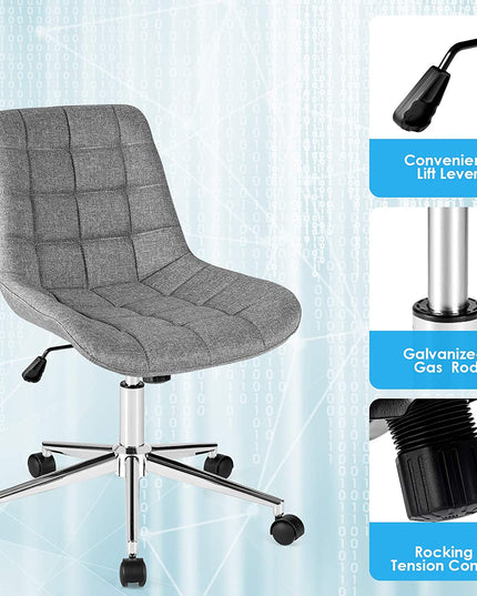 Modern Home Office Chair, Fabric Armless Leisure Chair