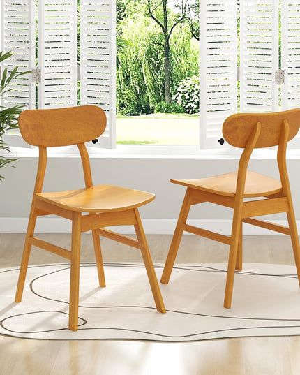 Giantex Wooden Dining Chairs Set of 2/4, Farmhouse Kitchen Chairs with Curved Backrest & Seat