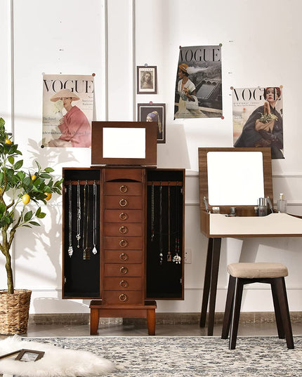Jewelry Cabinet with Top Compartment Bedroom Armoire with Large Storage