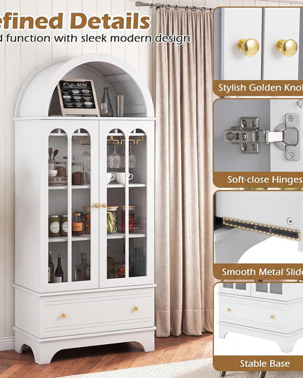 Giantex 71.5" Arched Cabinet, 5-Tier Wooden Pantry Cabinet