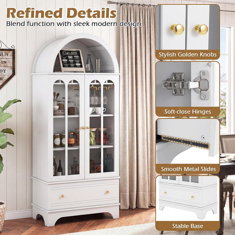 Giantex 71.5" Arched Cabinet, 5-Tier Wooden Pantry Cabinet