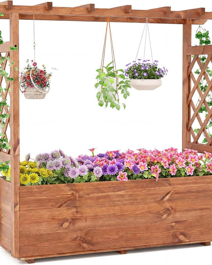 Giantex Freestanding Garden Planter Raised Bed for Flowers Herbs ( 45”x16”x41” )