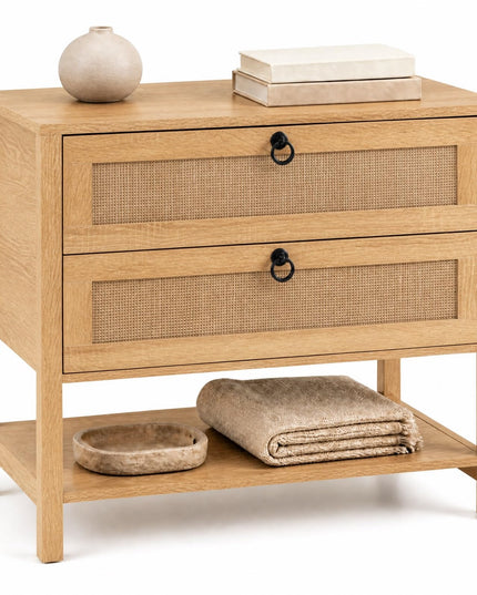 GIANTEX 27" Wide Rattan Nightstand with 2 Drawers (1/2)