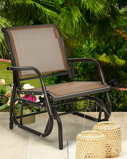 Swing Glider Chair W/Study Metal Frame Comfortable Patio Chair