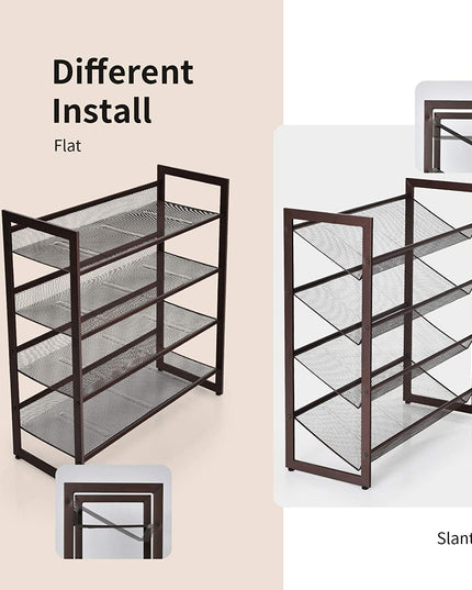 4-Tier Metal Shoe Rack, Shoe Storage Organizer - Giantexus