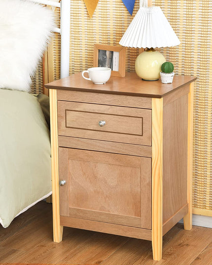 Wooden End Table W/Shelf - Giantex