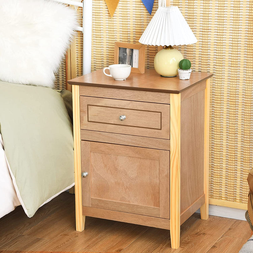 Wooden End Table W/Shelf - Giantex