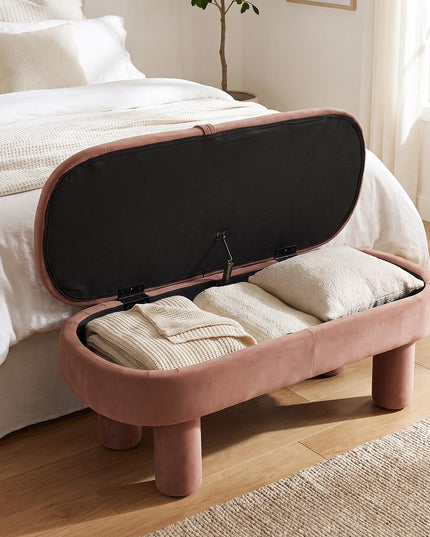 GIANTEX 41" Oval Ottoman with Storage and Upholstered Seat