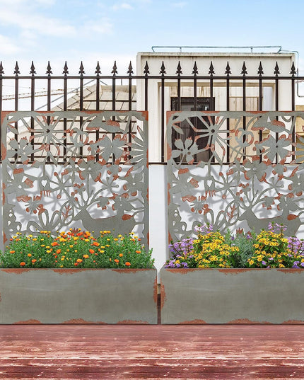 Giantex Raised Garden Bed with Trellises, Freestanding Retro Planter Boxes Set of 2